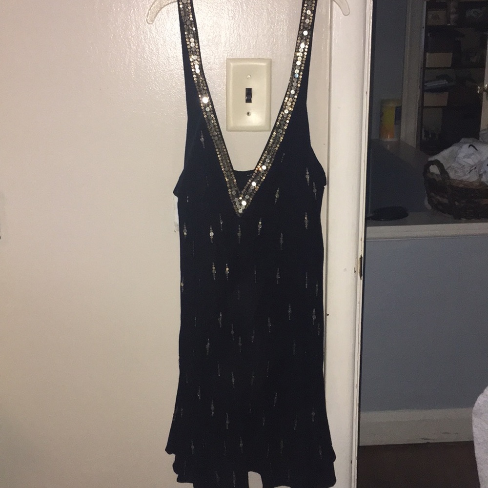 Free people black and gold sequin dress